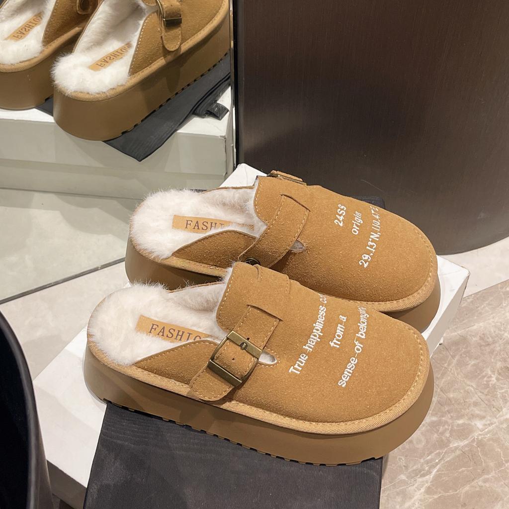 Fashion New Luxury Winter Women's Shoes Plush Fashion Retro Bean Shoes Cotton Women's Flat Sole Slippers Platform Women Boots