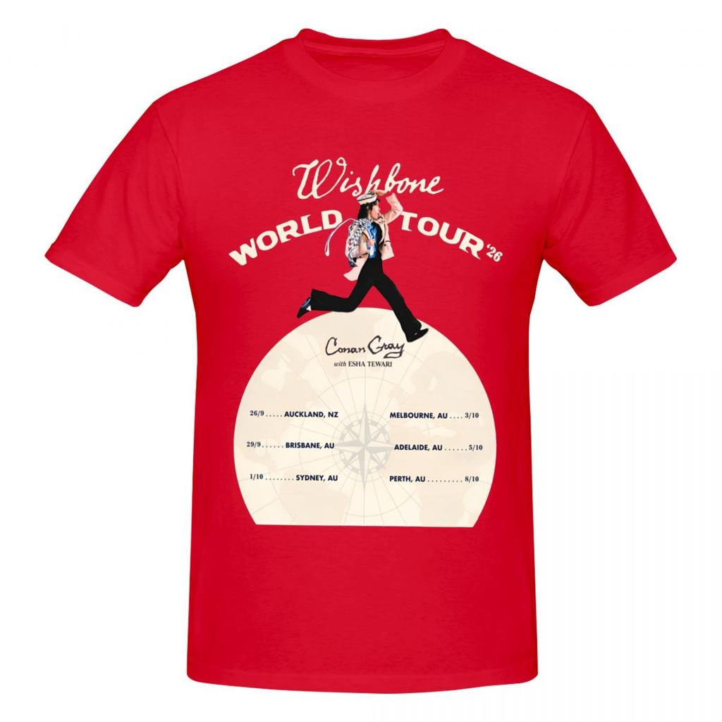 Unisex Conan Gray Wishbone World Tour 2026 Retro T Shirt Streetwear Cotton Crewneck Unisex Tshirt