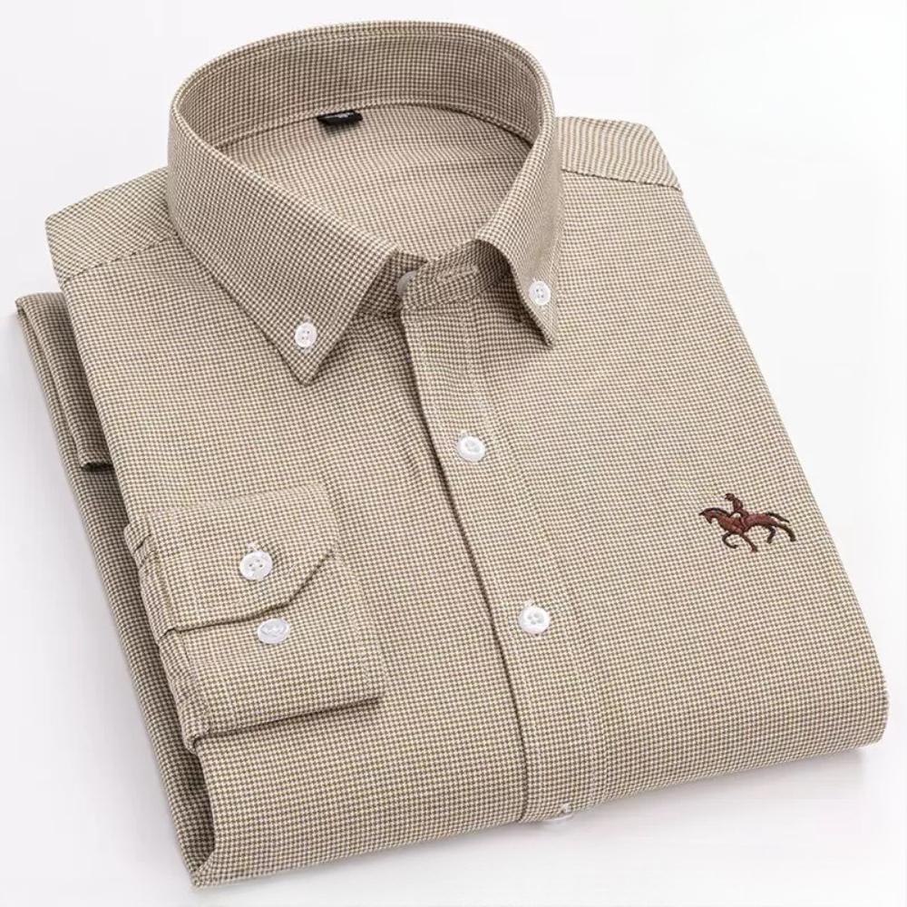 Trend Hub Cămașă Oxford 100% Bumbac Pur Pentru Bărbați Mânecă Scurtă Solidă Cu Dungi Casual Afaceri Social Formal Cămăși de Rochie