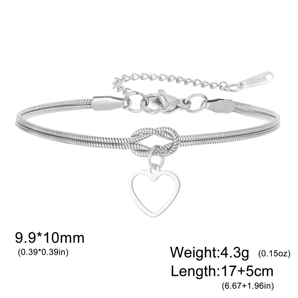 Cazador Stainless Steel Hollow Heart Charm Bracelet for Women Love Knot Snake Chain Bracelet Birthday Gift 2026 New