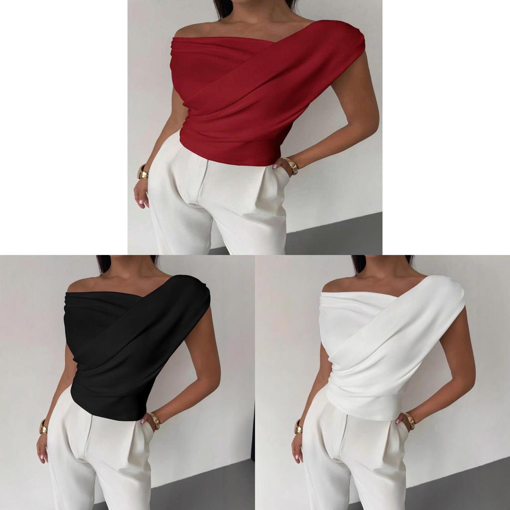 Simple Black Polyester Sleeveless Tshirt With Slim Fit For Womens Summer Casual Wear