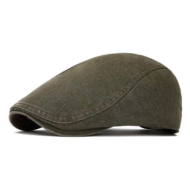 Washed Forward Hat Men's Spring and Autumn Solid Color Light Board Beret British Retro Cap Newsboy Hat