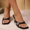 Fashion Vintage Square Toe Thin Strap Slippers Women Brand Designer Classic Slip On Sandals Women 2025 Summer Spike Heels Party Shoes