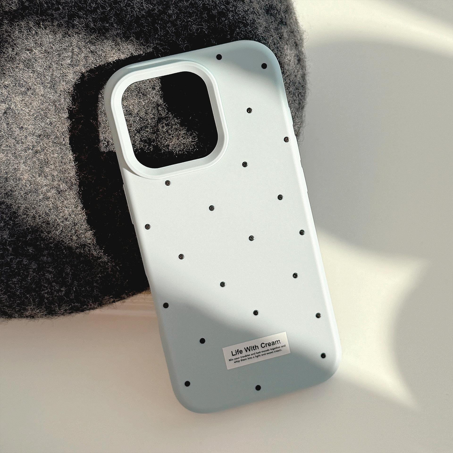 

Blue Polka Dot English Iphone16 Mobile Phone Case Apple 17 Simple Bracket 15pro Max Suitable for 13 Soft 12pro max(6.7)