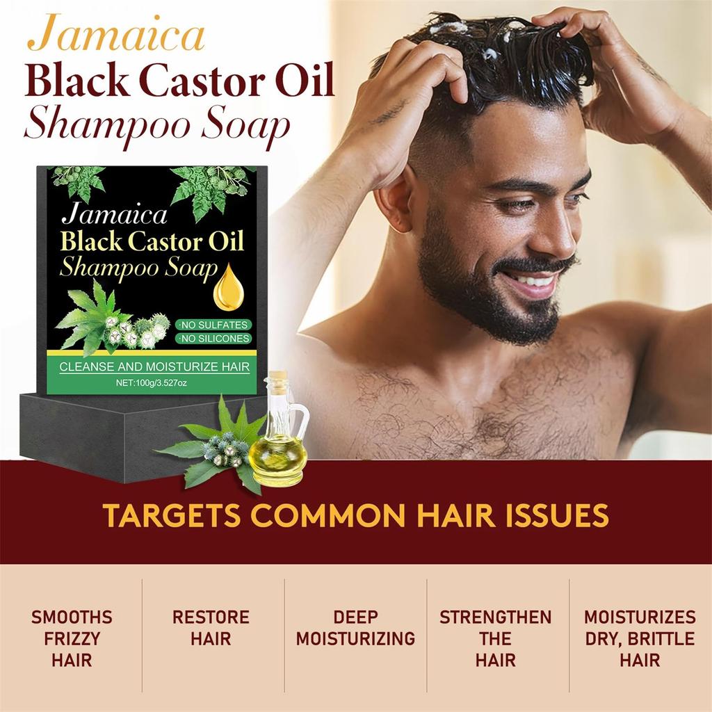 Black Castor Oil Shampoo Bar Cleanses And Moisturizes Dry, Weak Hair Strengthens Hair