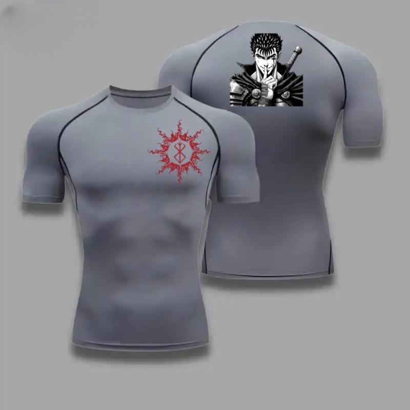 Guts Men Compressed Shirt Sports Quick Drying Fitness T-shirt Tight SweatAbsorbent Jogging Cycling Outdoor 8 Colors Short Sleeve