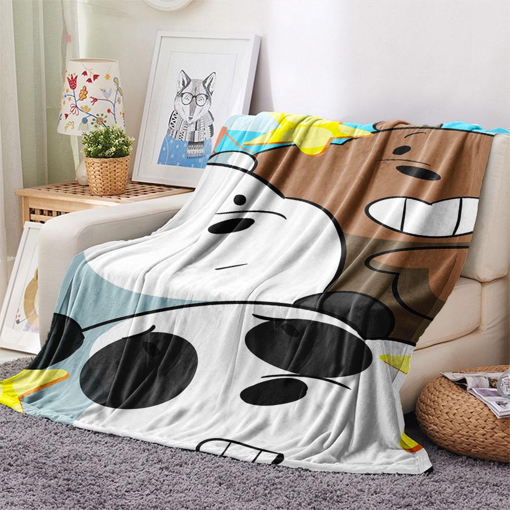 1PC We Bare Bears Patterned Flannel Blanket Suitable For All Seasons for Home Decor Warmth and Comfort Gifts Holiday Present