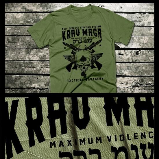 Krav Maga T-shirt Special Forces Military Martial Arts Combat Rifles XL Green