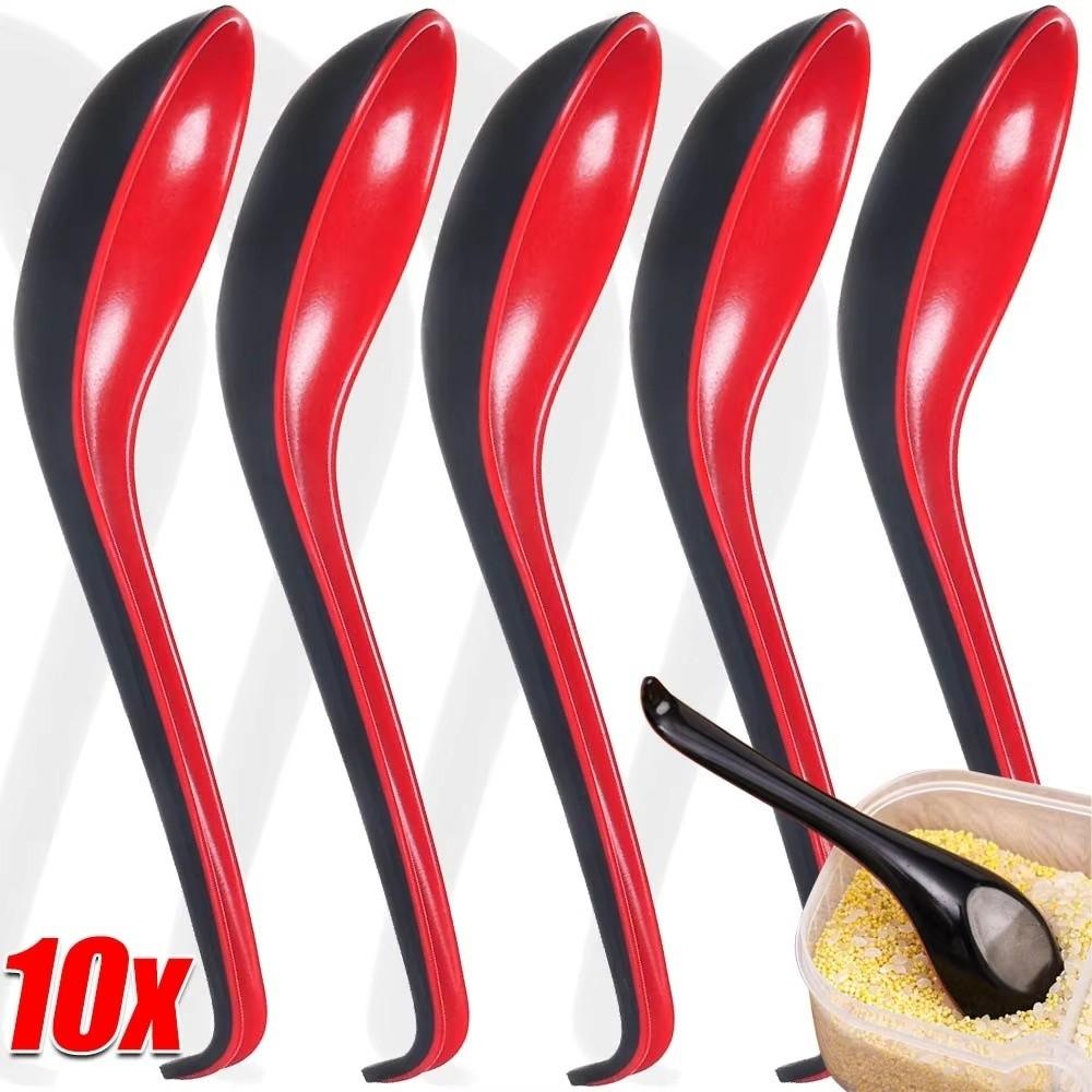 1/5/10pcs Drop-resistant Soup Spoon Bicolor Rice Spoons Japanese Style Long Handle Spoon Bar