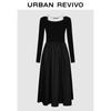UR 2025 Autumn Textured Patchwork Knit Dress