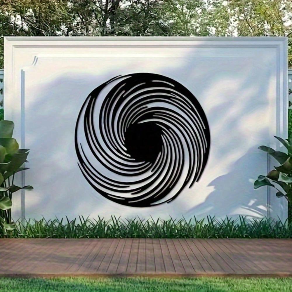Modern Black Hole Metal Wall Art Spiral Illusion Abstract Geometric Sculpture Matte Black Designer Home Decor Gift