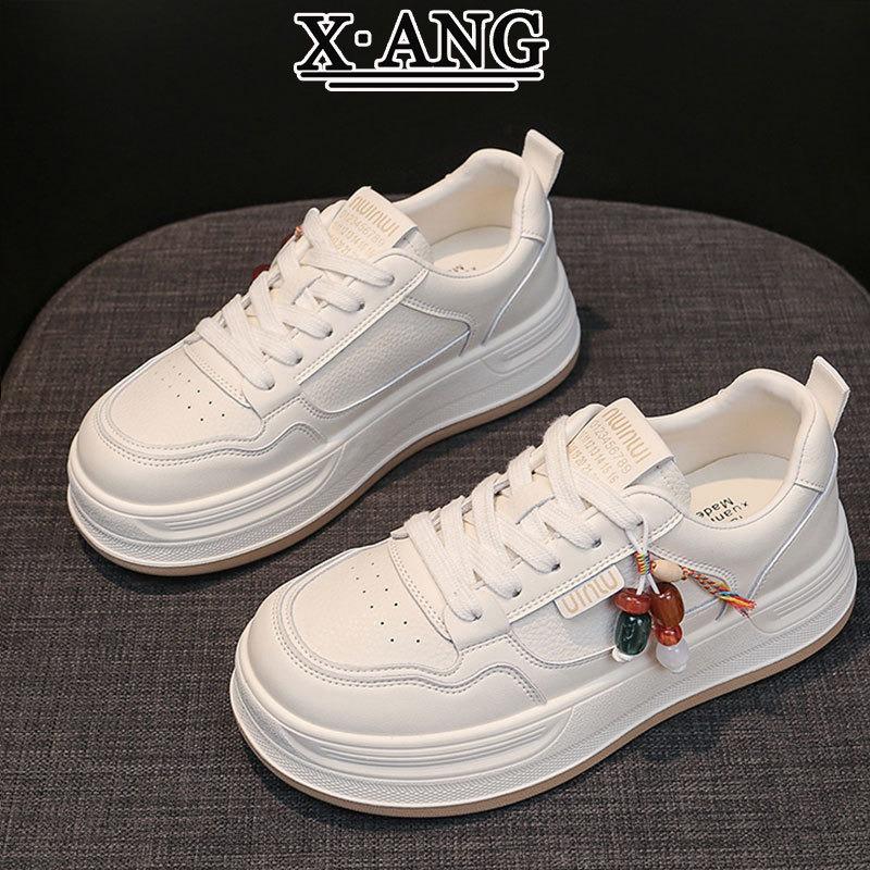 First layer cowhide little white shoes women's shoes thick baseplate shoes autumn new versatile student shoes casual sports shoes