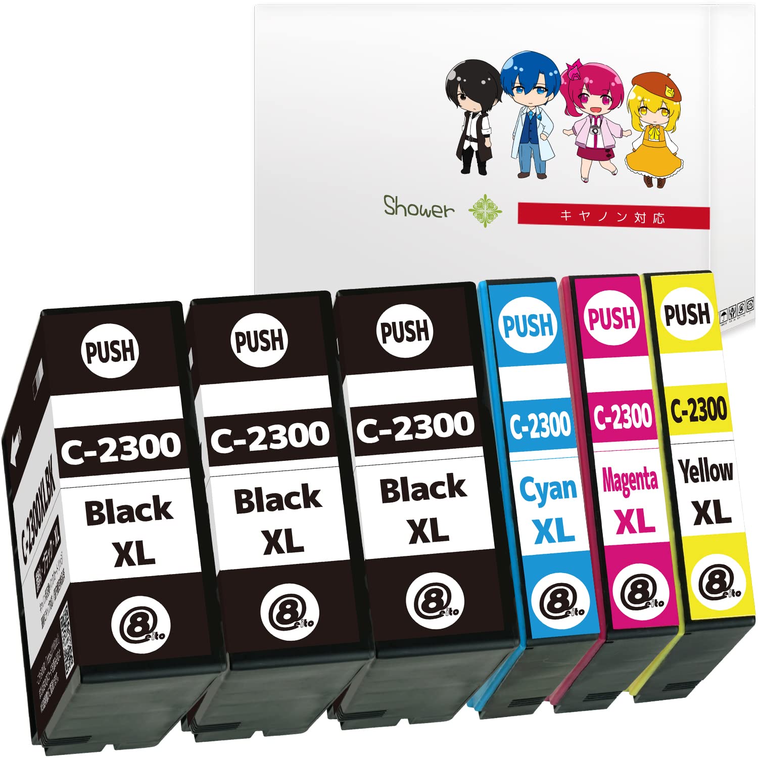 

Compatible Canon Ink Cartridges x with Remaining Indicator and IC Chip Compatible by Green High-Quality PGI2300-PG (Black 3/C/M/Y) [High-Quality чорний