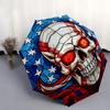 Amerikanische Flagge Totenkopf Aufkleber - Patriotisches Design für Autos, Laptops oder jede glatte OberflächeRegenschirm, Tragbarer 3-fach Kompakter Regenschirm, Weihnachtsgeschenk ES648