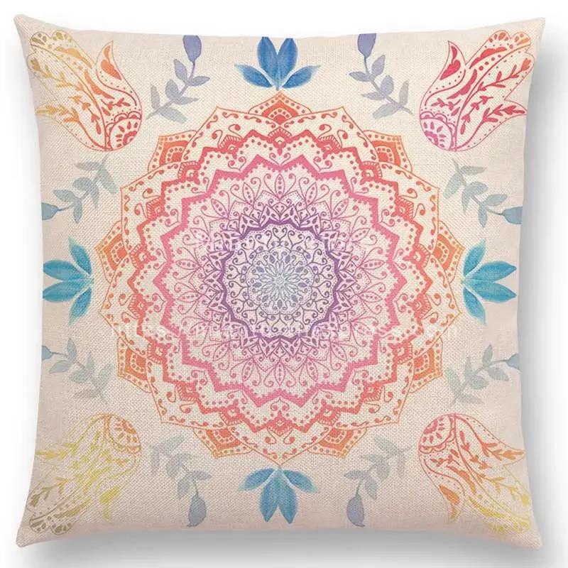 Neuer verträumter Regenbogen Boho Wunderschöne Mandalas Freier Geist Savanne Drucke Goldene Nächte Seelen Kissenbezug Sofa Überwurf Kissenhülle