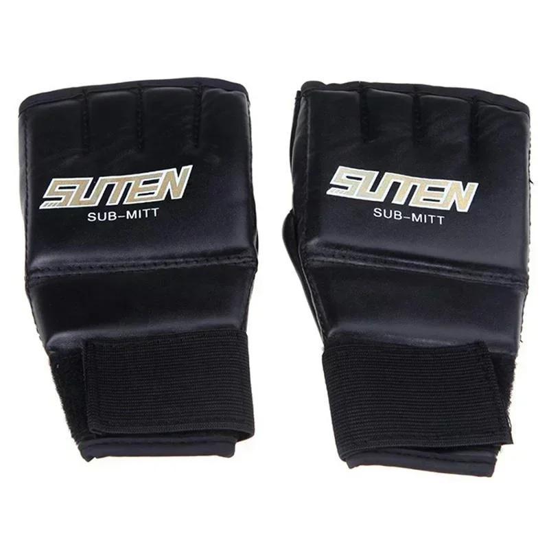 1 Pcs PU Material Split Finger Boxing Gloves Sandbag Half Finger Exposed Gloves Palm Breathable Leather Split Finger