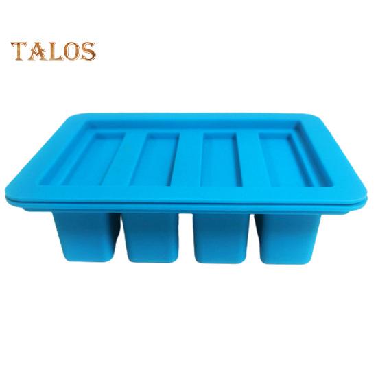 Силиконовая форма для масла с герметичной крышкой, 4 полости, пищевая форма для изготовления домашнего масла, ящик для хранения в холодильнике, контейнер для еды, кухонные принадлежности синий