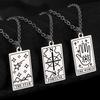 Cazador Tarot Cards Necklace The Star World Fortune SUN Moon Tarot Neck Chain Stainless Steel Vintage Punk Jewelry for Women Men