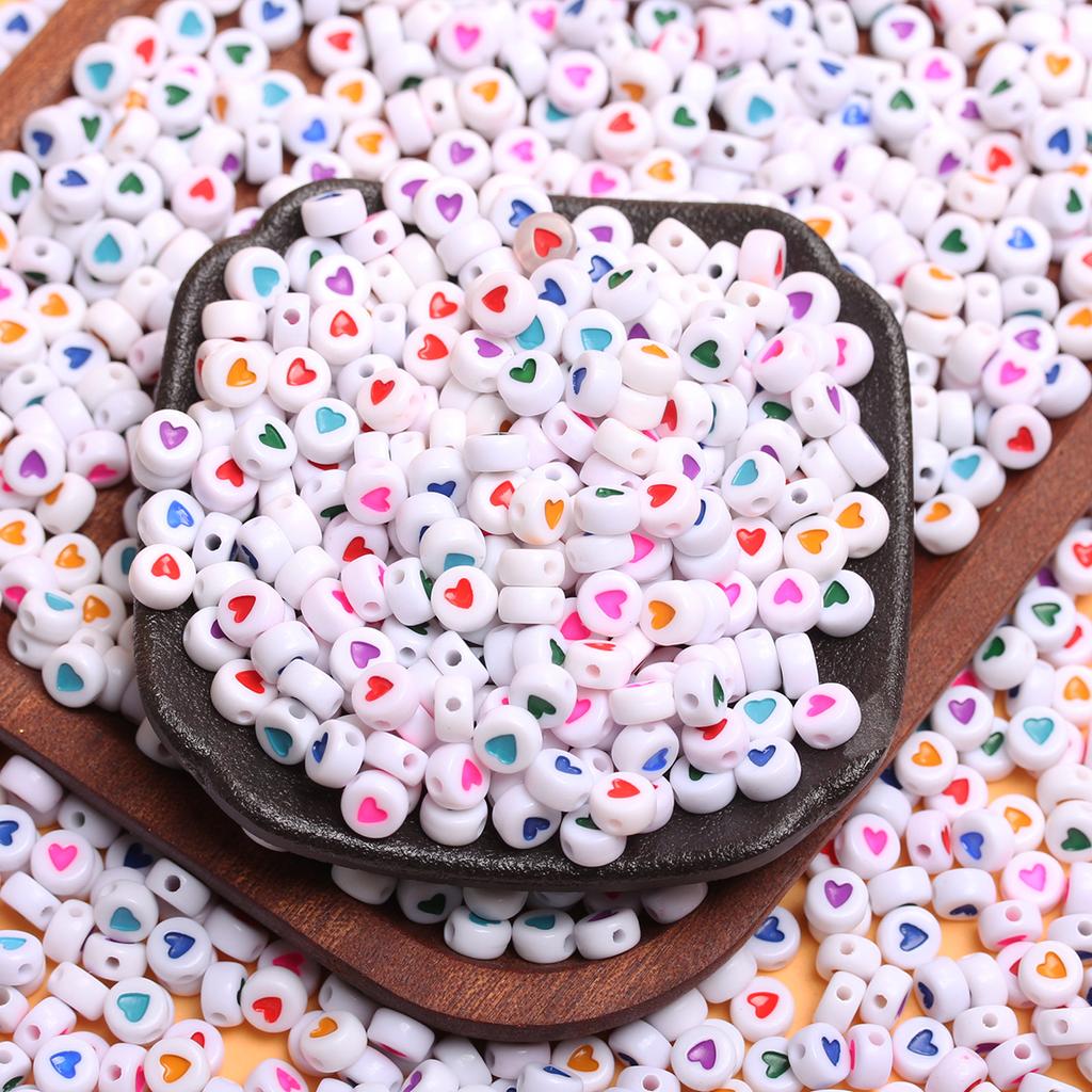 500g cca 2500ks šperkové doplňky 7mm akrylové korálky náhrdelník náramek výroba volných distančních korálků ve tvaru srdce