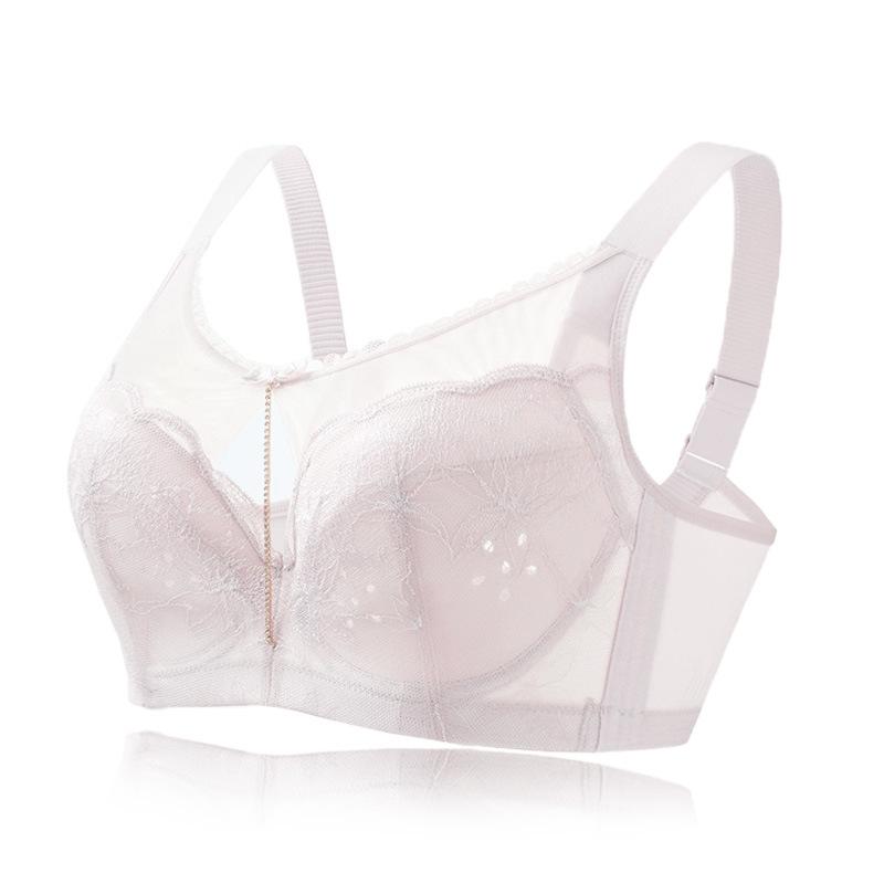 Big breasts show small breasts, underwear full cup thin lace women's bra plus size, fat mm women receive breast text