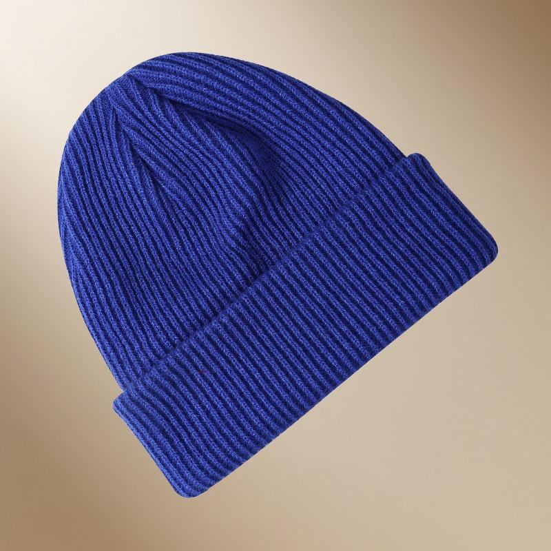 

Вязаная шапка мужская и женская уличная теплая с защитой ушей от холода, вышитая шерстяная шапка One size королевский синий