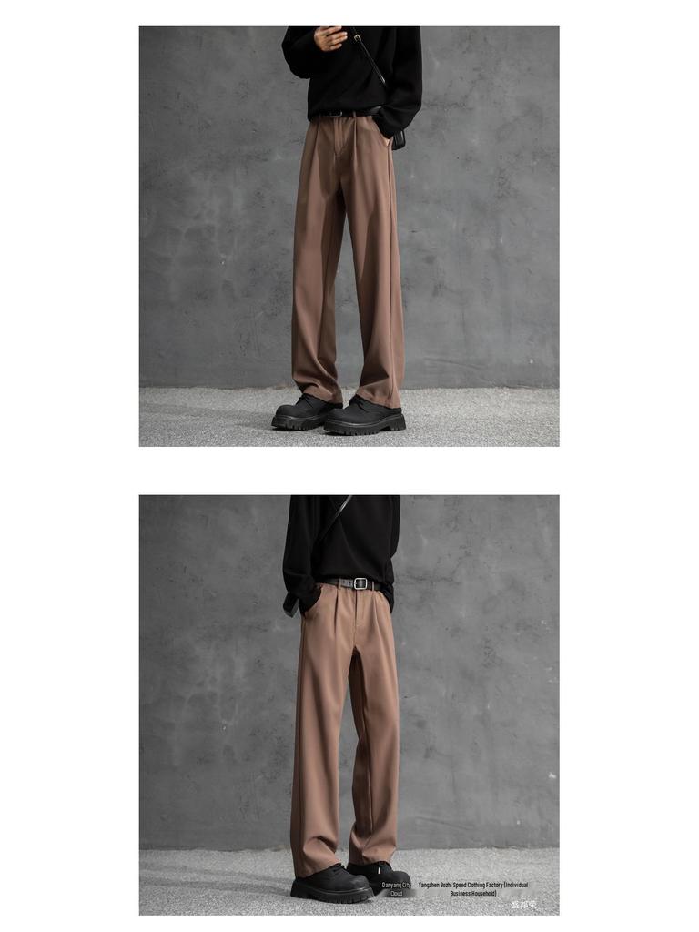 Men’s High-Waisted Black Loose-Fit Straight-Leg Dress Pants – New Autumn Casual.