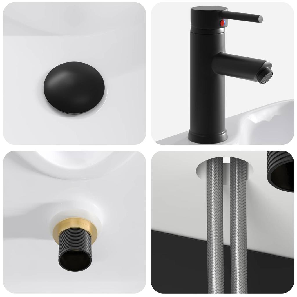 Wall Mounted Washbasin Vanity Black 39 X 41 X 62.5 Cm