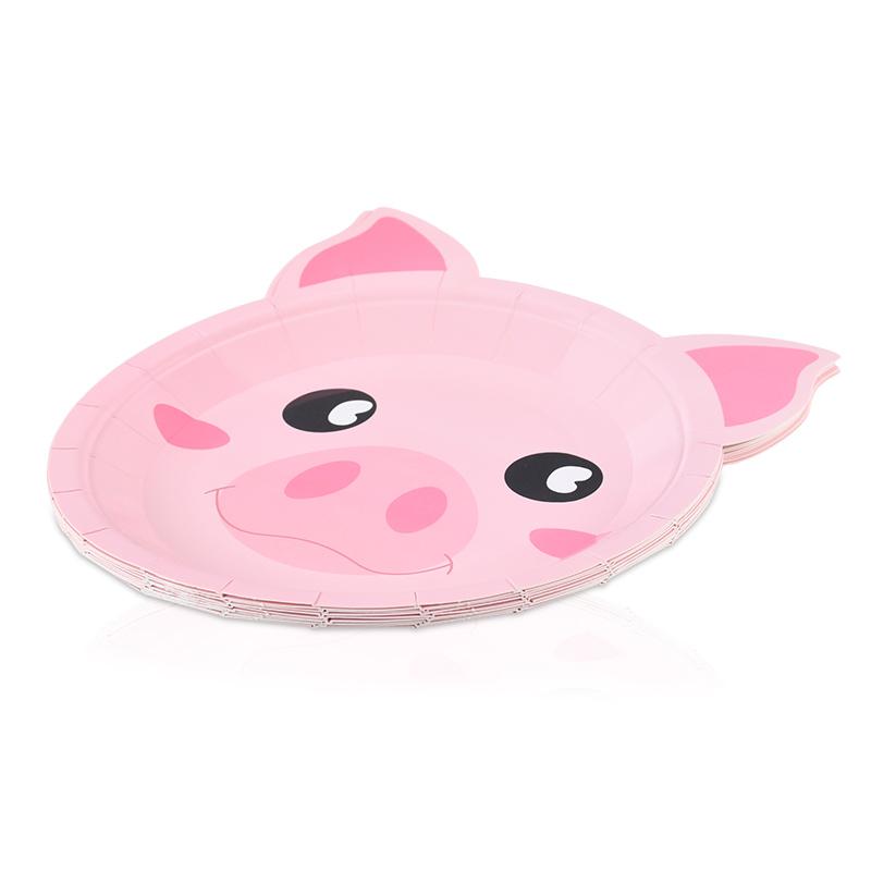 10pcs Farm Animals Party Disposable Paper Plates Pig Cow Sheep Shaped Food Tray Tableware Kids Birthday Party Favors Supplies