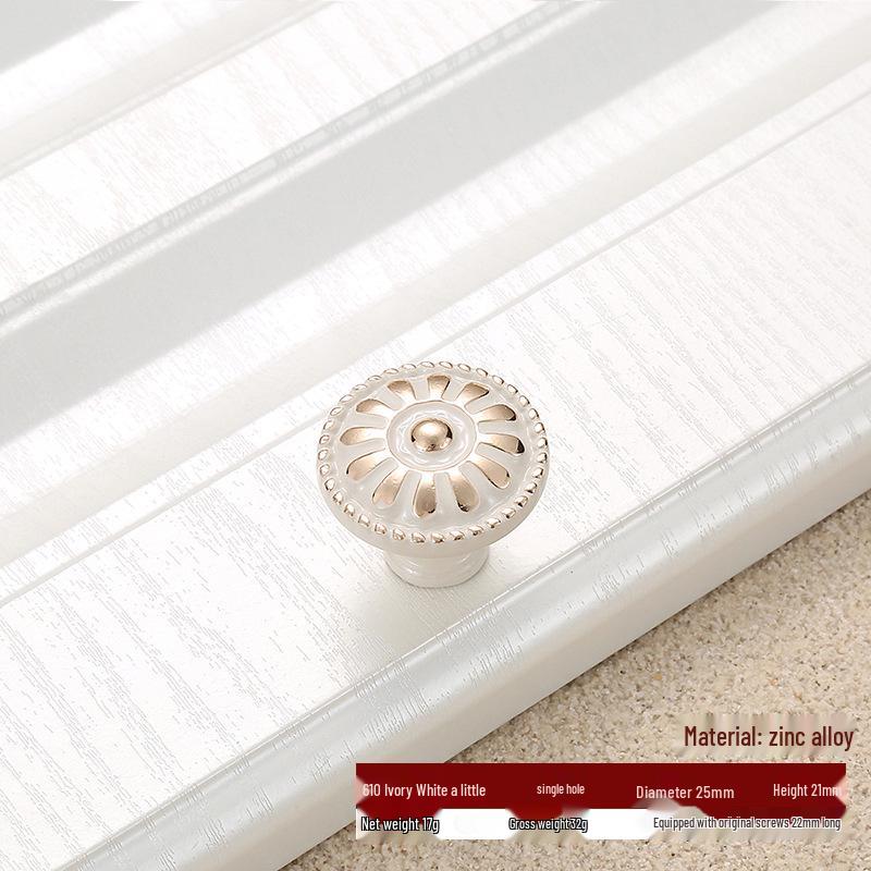 Ivory White Zinc Alloy Minimalist Round Pull Handle for Cabinets and Drawers