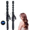 Ceramic Glaze Gourd Curling Iron with Clip & LCD for Large Spiral Curls