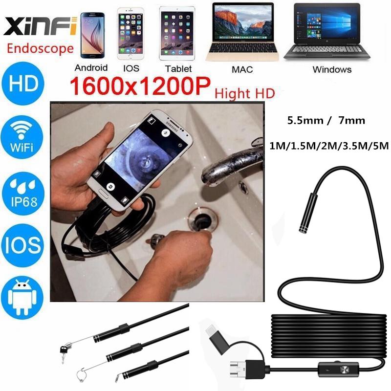 

1M/1.5m/2m/3.5m/5M 3 в 1 андроид USB тип C эндоскоп инспекции 5.5/7 мм камеры 6 LED HD водонепроницаемый
