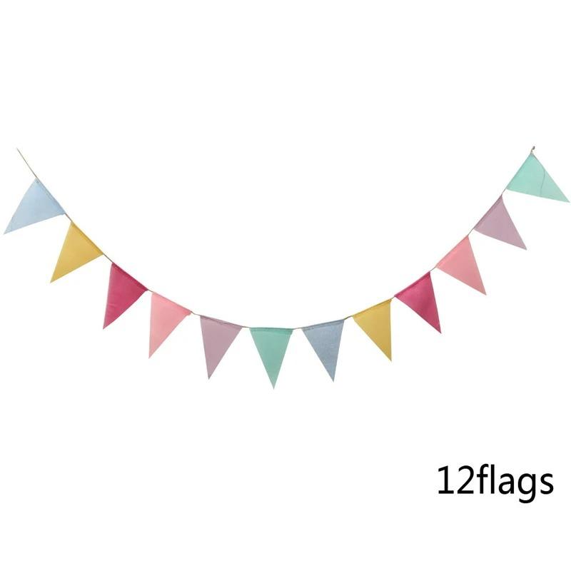 Colorful Jute Triangle Flags Vintage Pennant Bunting Birthday Wall Decor Graduation Party Supplies