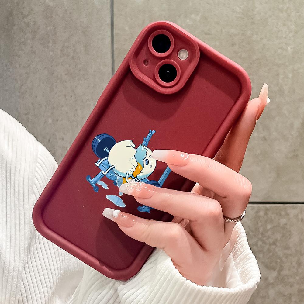 Weiche Silikon-Quadratleitern-Cartoon-Muster Vollständiger Kameraschutz Stoßfeste Hülle für iPhone Infinix Tecno Vivo