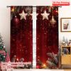 2pcs 2D Flat Printing Merry Christmas Scene Curtains Snowflake Red Christmas Ball Venus Happy New Year Polyester Without