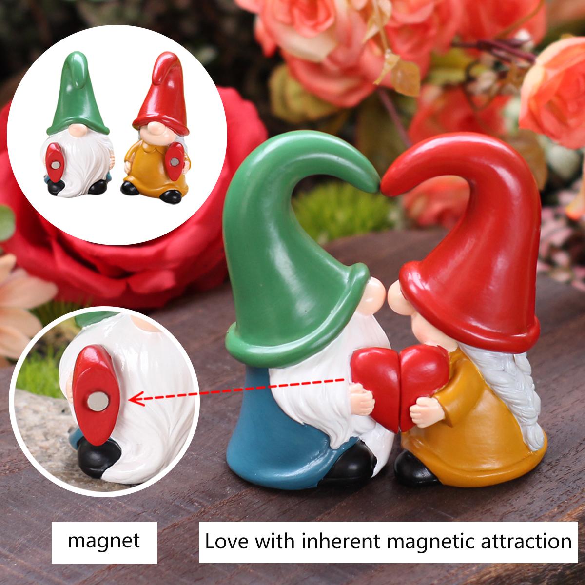 

2 Red and Green Hat Couple Dwarves, Magnetic Couple, Can Separate/Absorb, Fun Valentine s Day/Wedding Gift