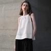 Pure Linen Neck Top Summer Design Round Neck Sleeveless Vest French Temperament Commuter A-pendulum Halter Top
