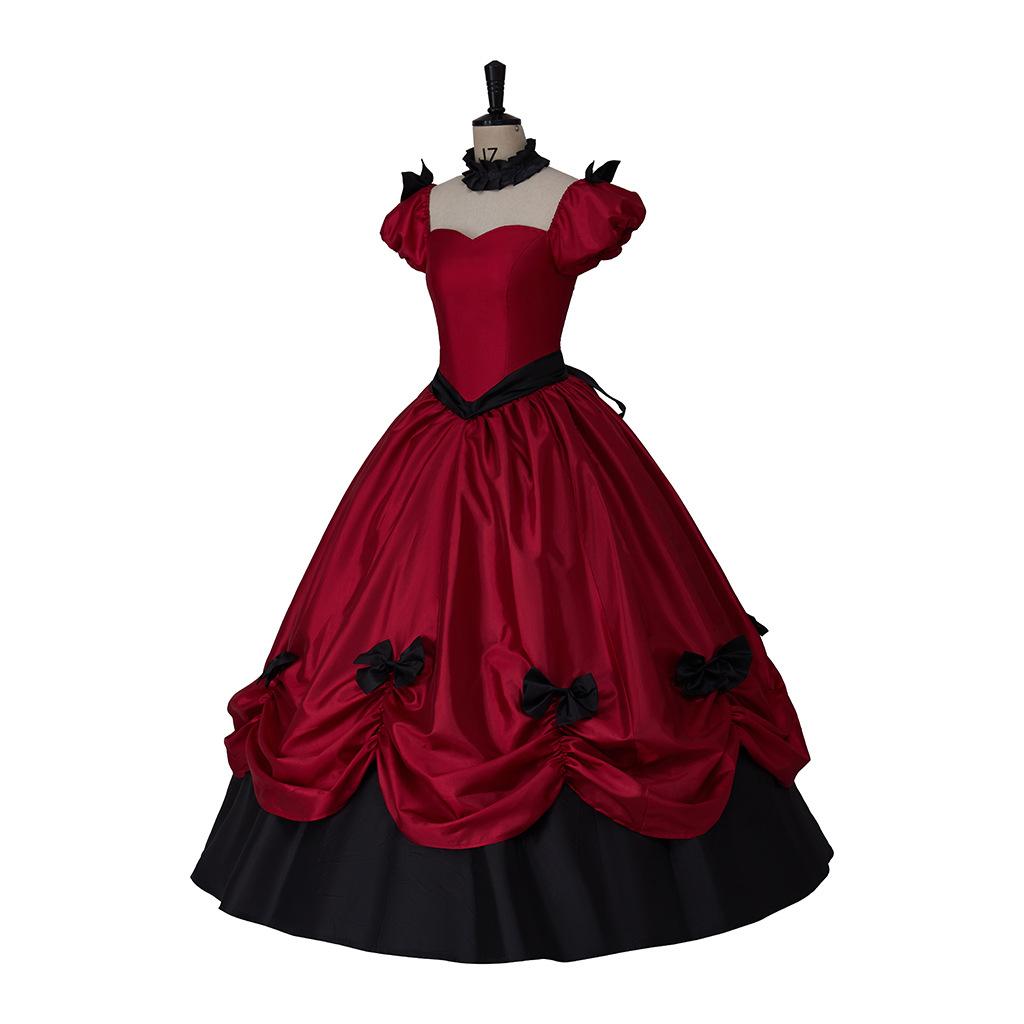 Victoria Gothic Lolita Ball Dress, Satin Princess Dress with Bow, Women's Retro Court Costume, Halloween and Role Playing Parties