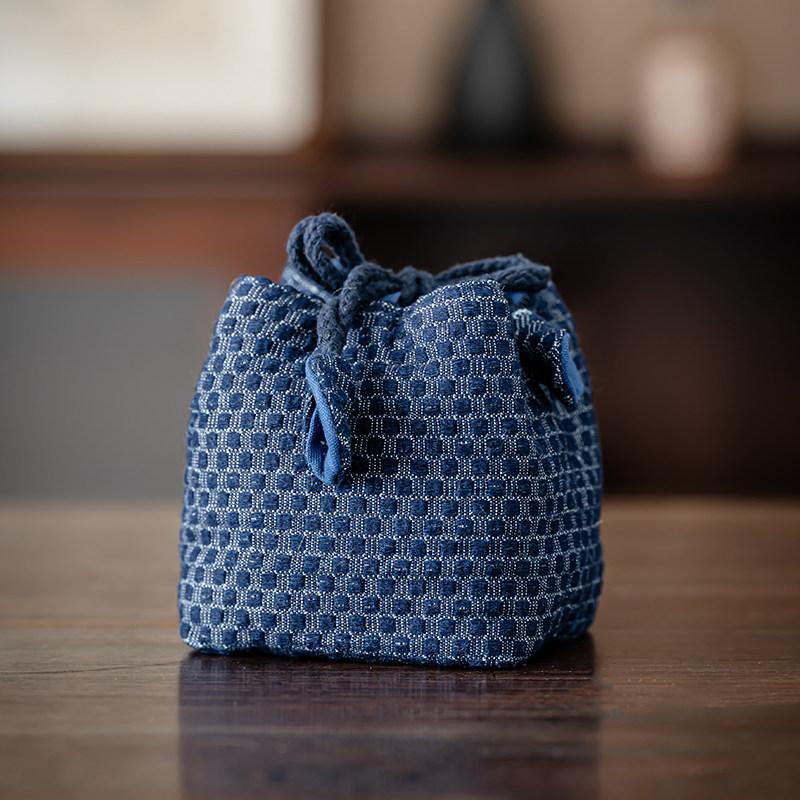 Čínská brokátová taška na čajovou soupravu Víčko na konvičku Miska Ochranná látková taška do exteriéru Jednoduchý hrnek na čaj Silná kapsa na svazek 8x9cm