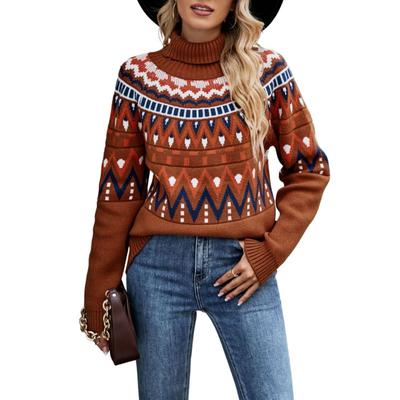Damen Herbst- und Winter Strickpullover, lässig locker, mittellang