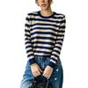 Maglieria da donna a girocollo, a righe, a maniche lunghe