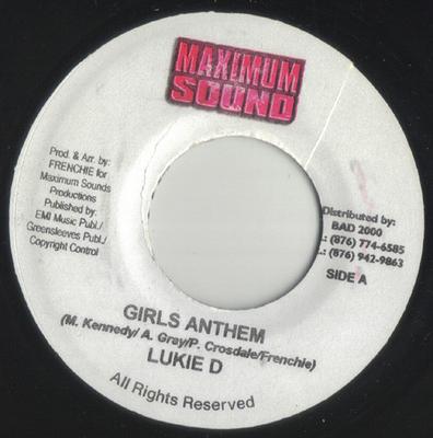 7inch Record LUKIE D - Girls Anthem None Maximum Sound 2003 Jamaica Reggae, Ska & Dub Used