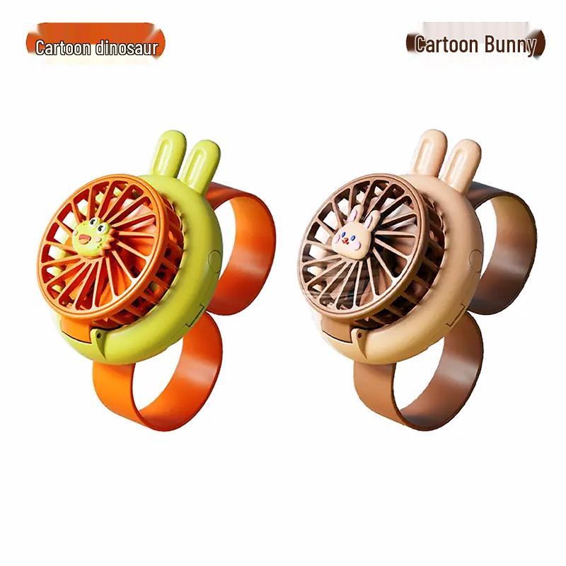 2025 Kids' Cartoon Fan Slap Bracelet: Mini Electric Fan Toy for Elementary School Girls