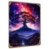 Cosmic Tree Metal Wall Art Starry Sky Nebula Glow Tree Home Decor Living Room Art Hanging Painting