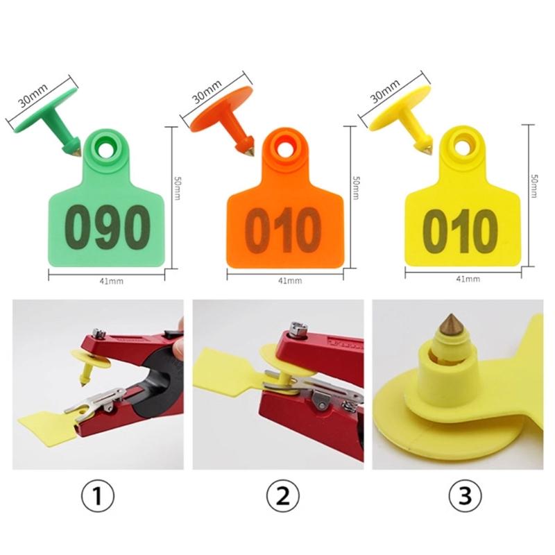 Livestock Eartags Number Label Sign 001-100 Cattle Ear Label Identification Eartags Pliers Sign Number for Farm Animals