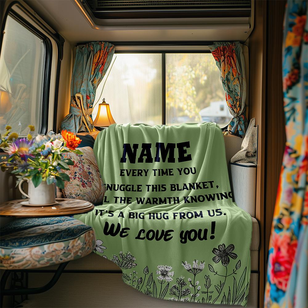 Warm Hugs In Every Snuggle Moment Blanket Personalized Name Soft Comfortable Stylish Blanket Car Blanket Perfect For Travel Camping Outdoor Home