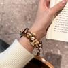 Śliczny pluszowy drewniany pand do Apple Watch Series 9 8 7 6 5 4 3 2se pasek do zegarka do IWatch Ultra 2 49mm 45 41mm 40 44mm bransoletka