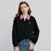 Women's Spliced Fake Two-Piece Embroidered Sweatshirt