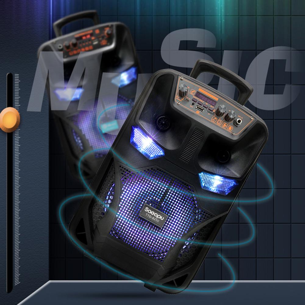 TTD-8250 Drahtloser Bluetooth 5.0 Tragbarer Lautsprecher mit Fernbedienung Mikrofon Subwoofer Stereo Lautsprecher Unterstützt FM-Radio