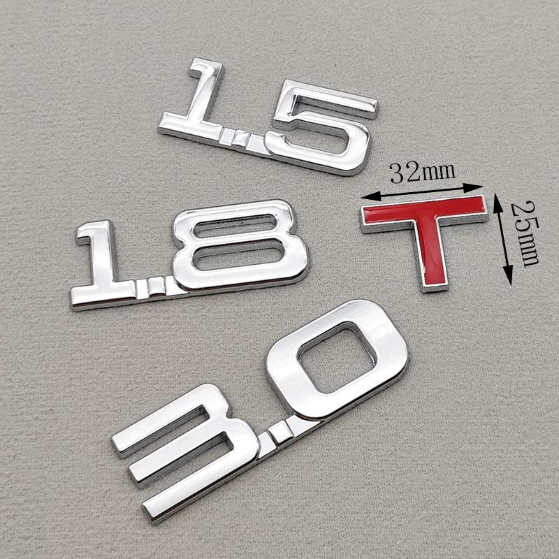 3D Metal Car Sticker Logo 1.5 1.8 2.0 2.2 2.4 2.5 2.8 3.0 T Rear Trunk Badge for Toyota Hyundai Nissan Mazda Honda Accessories DD5