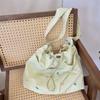 Spring and Summer New Fresh and Versatile Embroidered Bow Shoulder Bag Plaid Underarm Bag Lazy Canvas Bag
